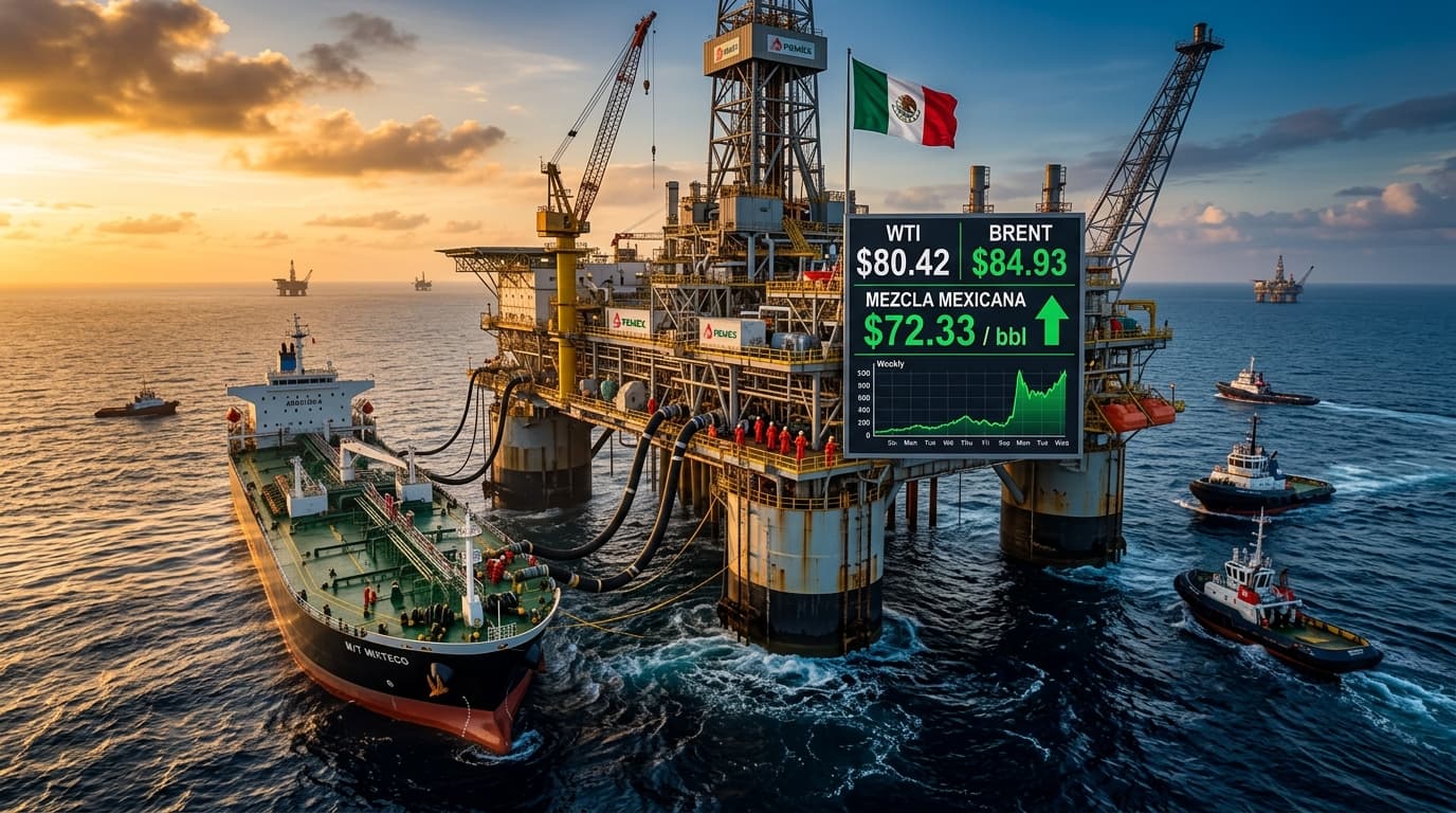 Petróleo Mexicano Alcanza Máximo Mensual Tras Inesperado Recorte de Producción de OPEP+